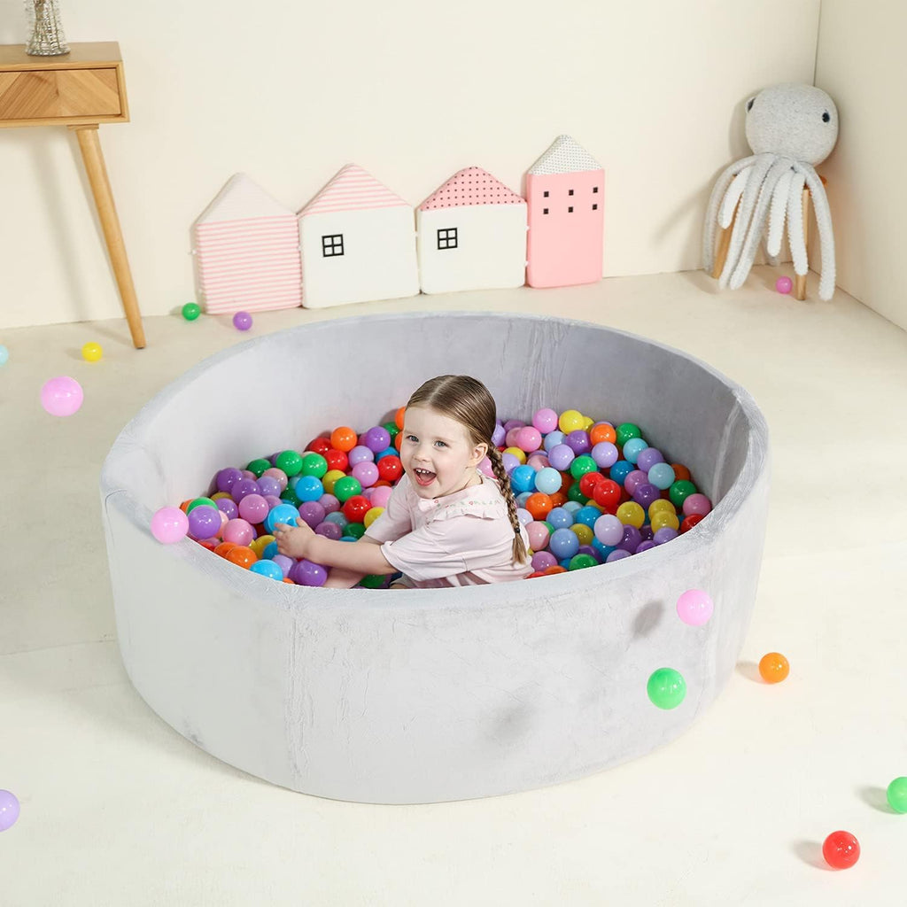 Extra Large Foam Ball Pit for Toddlers, 47x14 inch Soft Baby Ball Pit with Washable Velvet Cover (Balls not