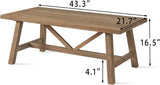 Farmhouse 43" Coffee Table,Solid Wood Center Tables and Office, Rustic Wooden Rectangular Table with V-Shaped Support