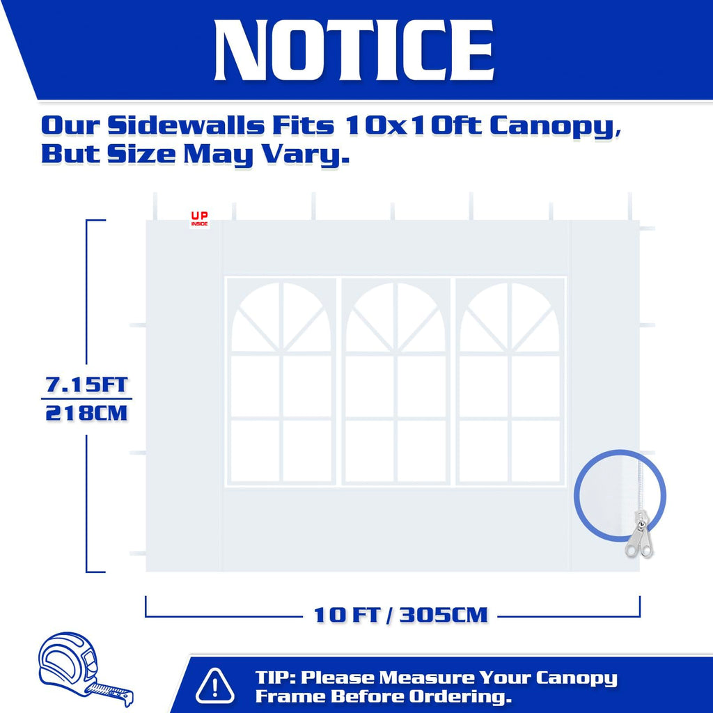 Church Sidewalls for 10x10 Pop Up Canopy, Blue(3Pcs Sidewalls Only)