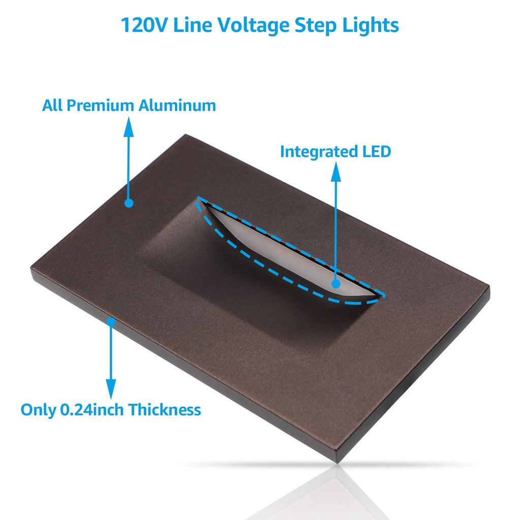 5CCT 120V LED Step Lights, Horizontal, Oil Rubbed Bronze