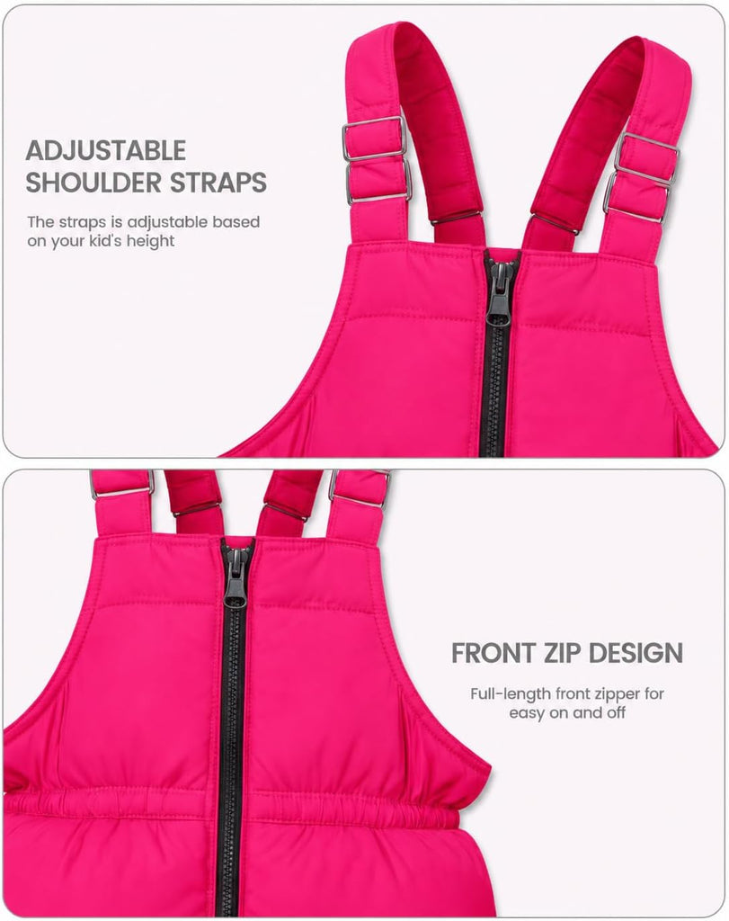 Kids 2 Piece Snowsuit Set Girl Winter Hooded Puffer Jacket & Snow Bib Pants Boy Ski Suits