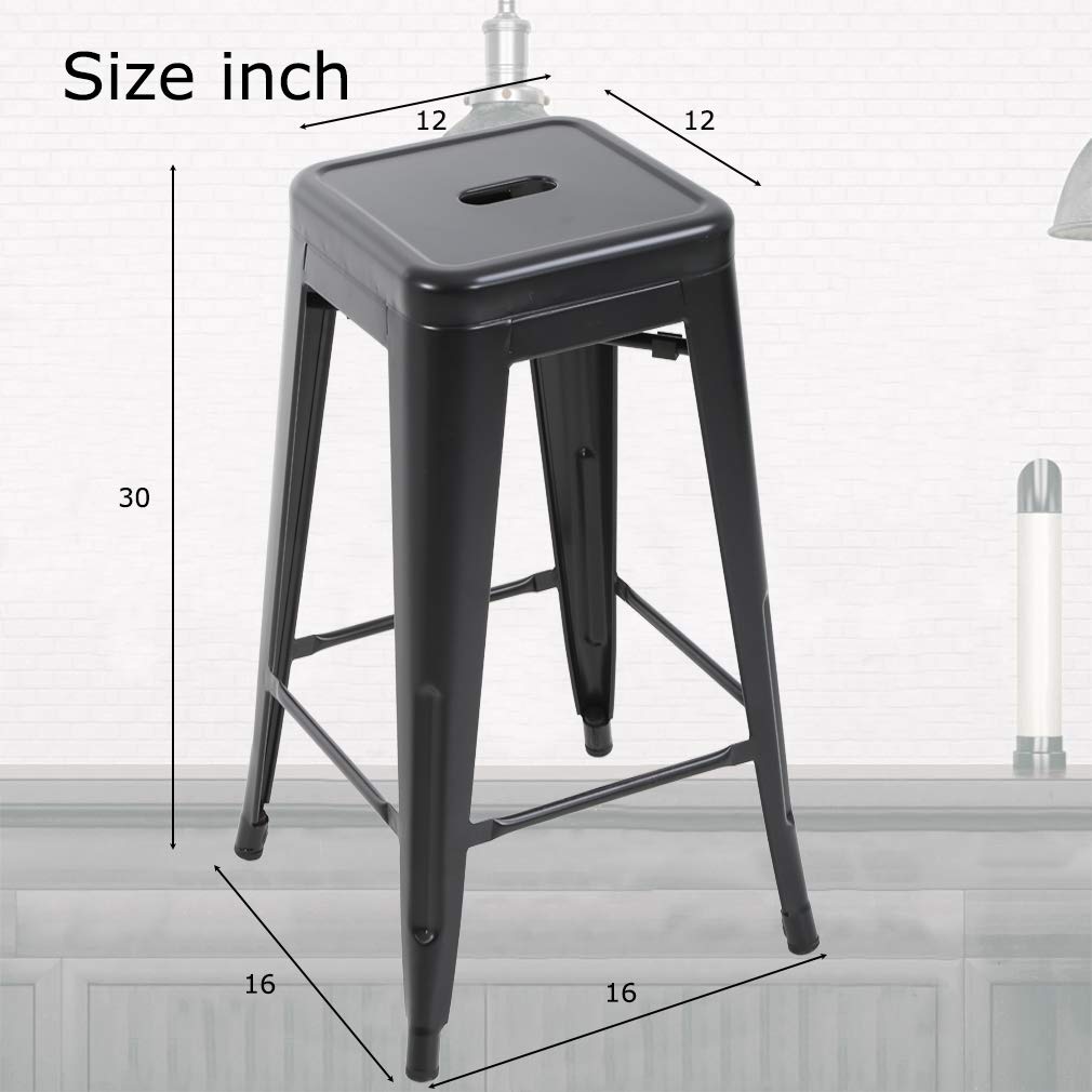 Bar Stools Set of 4 Counter Stool Metal Bar Stools 30 Inches Height Industrial Bar Chairs Patio Stool Stackable