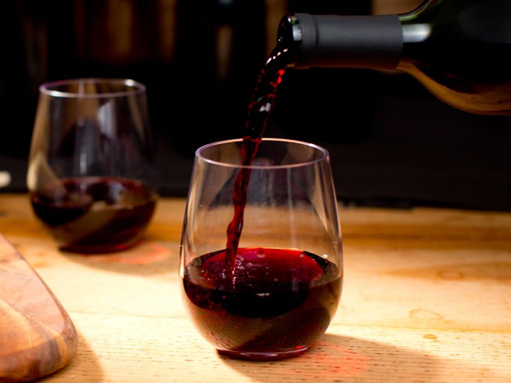 Stemless Wine Glasses - Unbreakable Shatterproof BPA Free Plastic Tritan (Set of 8) 16oz - Dishwasher Safe