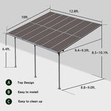13' x 10' Wall Mount Gazebo Outdoor Pergola, Polycarbonate G - Image 3