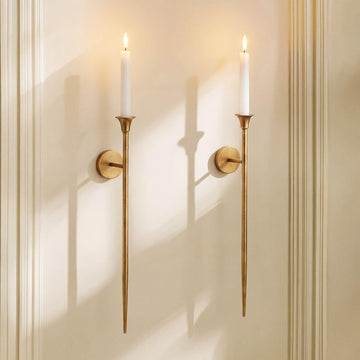 2 Pcs 32'' Wall Candle Sconce, Antique Bronze Cast Iron Taper