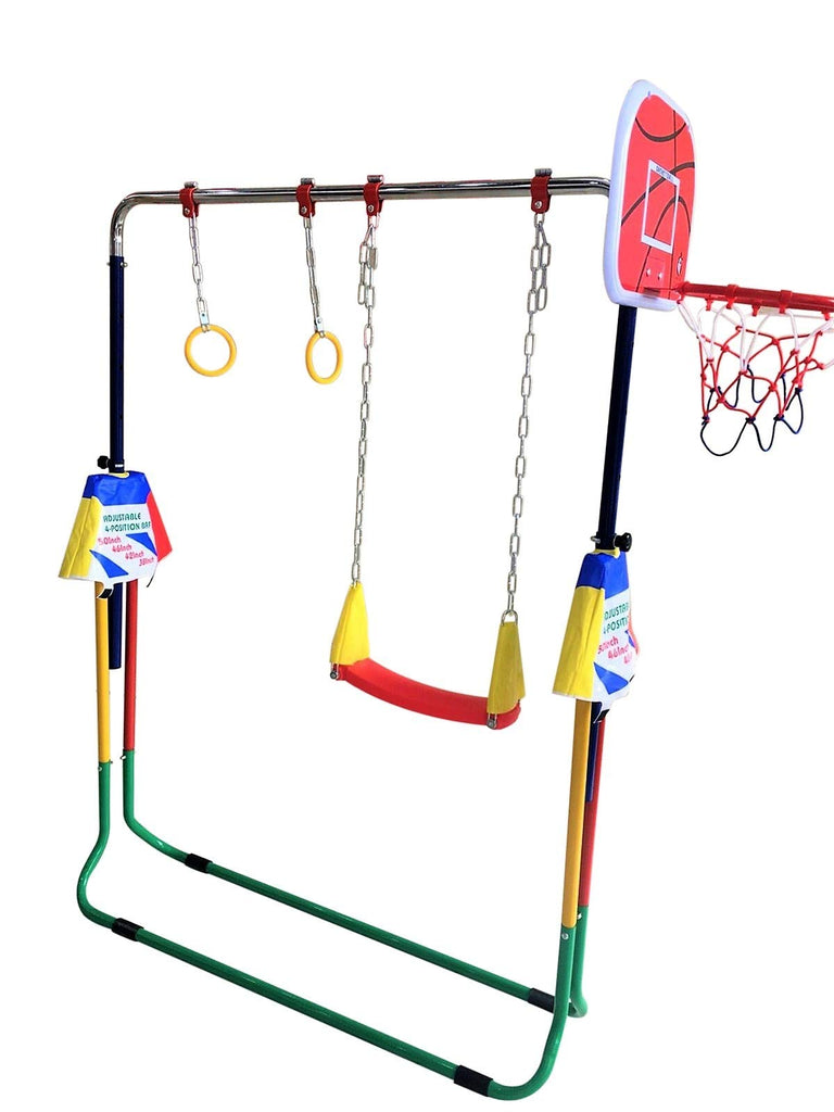 Children Monkey Bar Gymnastics Athletic Expandable Kip Balance Bars Junior Training Play Gym Yellow Red with 2Ft x
