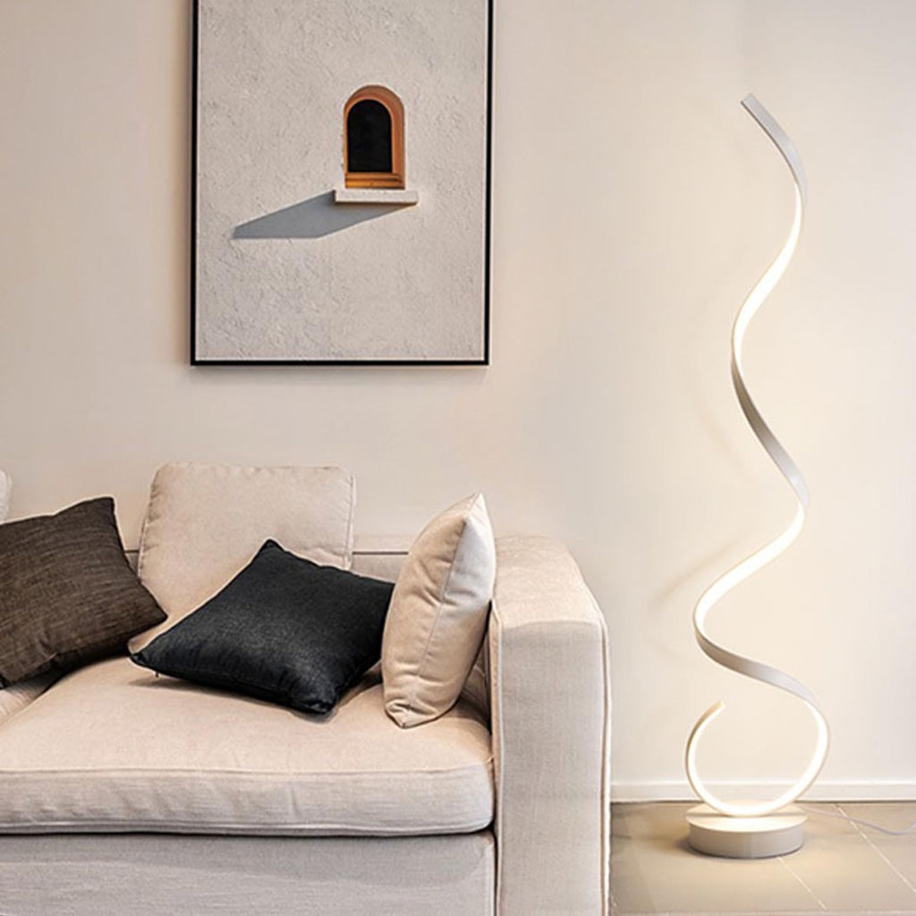 57inch Spiral LED Floor Lamp, 3 Light Color Remote Dimmable Torchiere Super Bright for Beside Living Rooms Offices