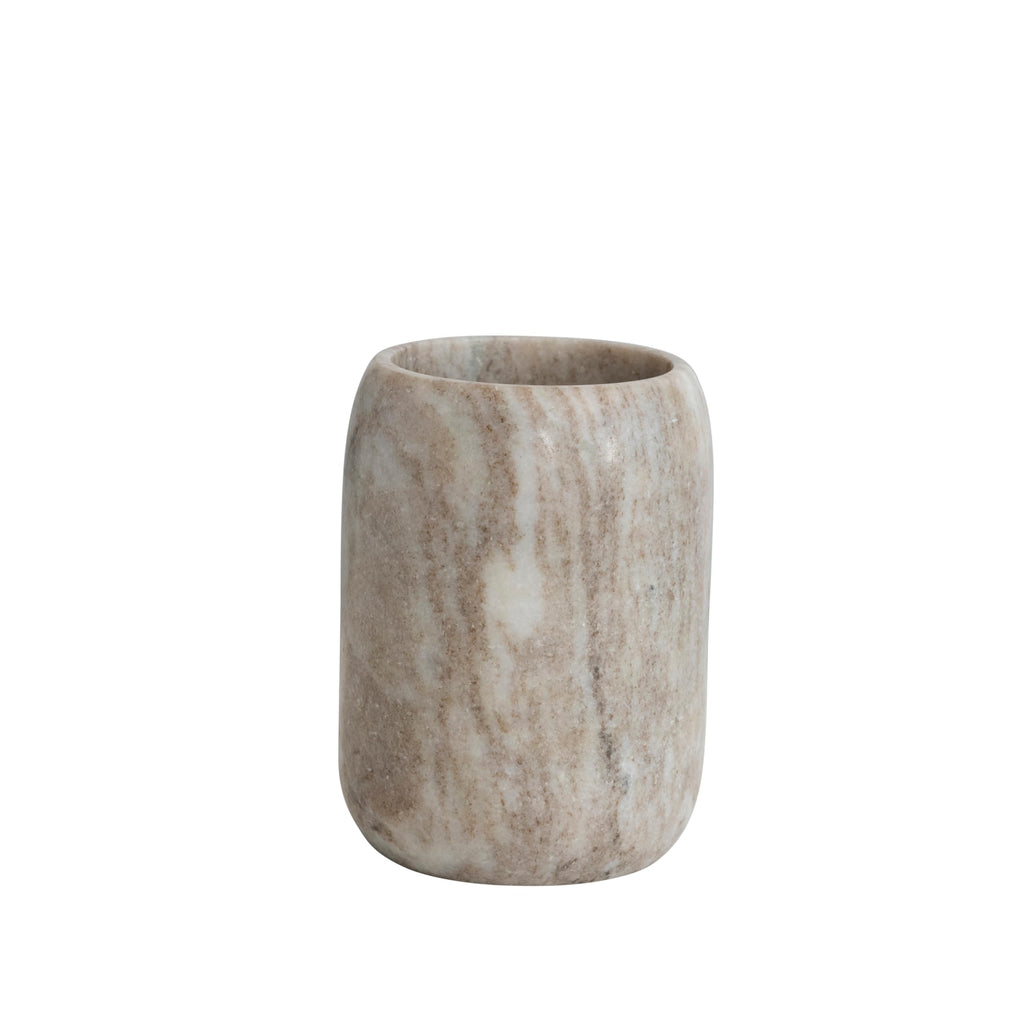 Modern Marble Bottle Holder, White Crock, Natural
