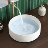 KES Round Vessel Sink, Bowl Sinks for Bathrooms 16 Inch Sink Bowl Above Counter Small Circular White Ceramic Vessel