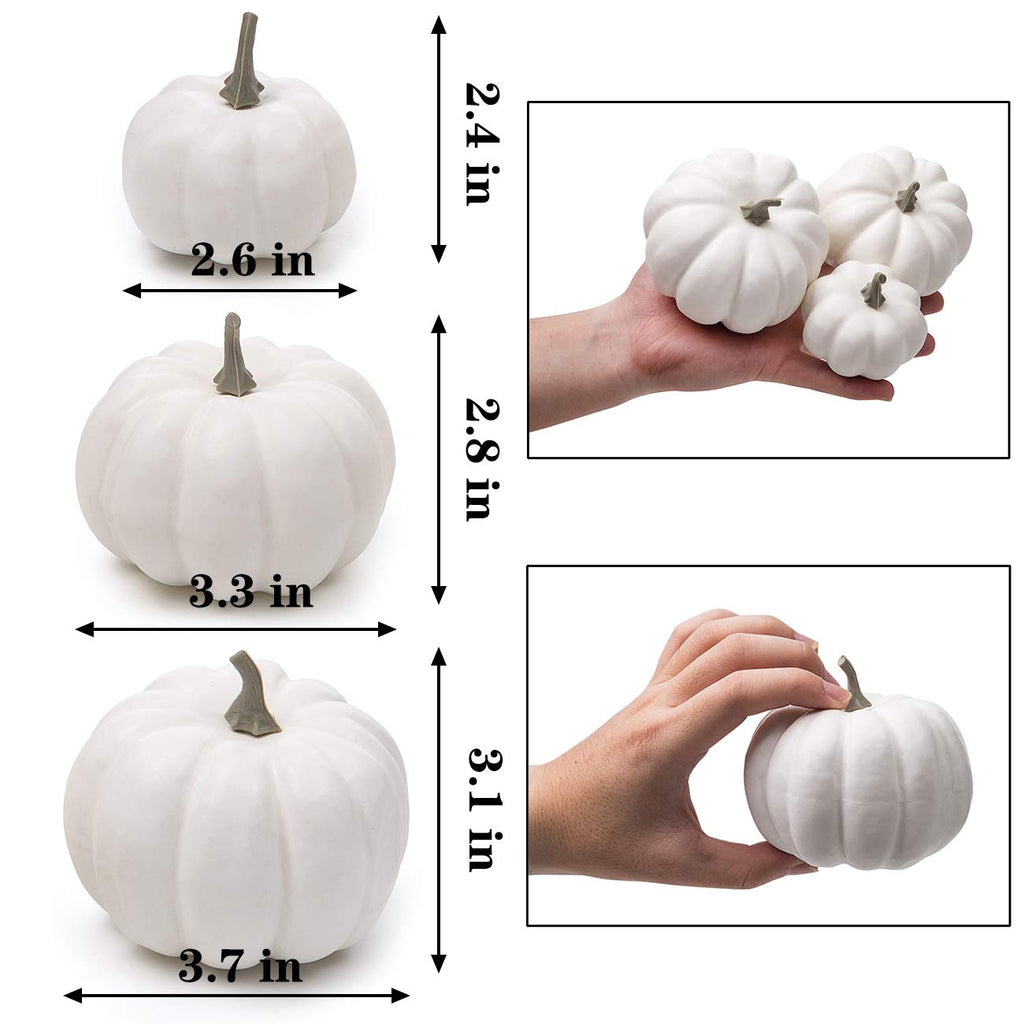12 Pack Artificial Assorted Pumpkins, Mini Fake Pumpkins