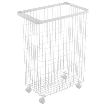 4776 Laundry Basket with Casters, White, Approx. 11.0 x 18.3 x 24.0 inches (28 x 46.5 x 61 cm), Tower Laundry Hamper