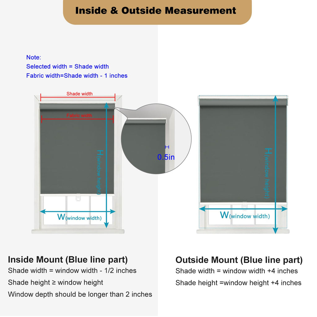 Blackout Roller Shades for Indoor Windows, Cordless Roller Blinds, Free-Stop Roll Up Shades with Thermal Insulated, Uv