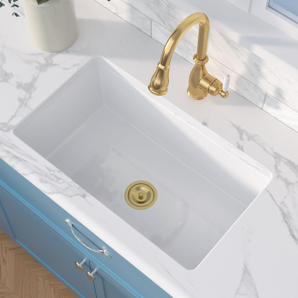 30 Inch Undermount or Drop In Fireclay Kitchen Sink White 30"x18"