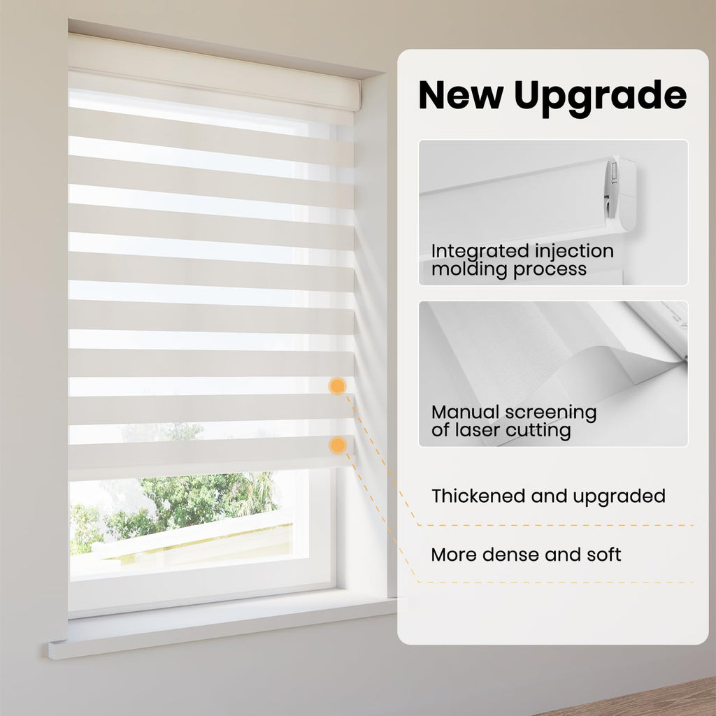 Motorized Blinds with Remote, Cordless Automatic Zebra Shades, Smart Blind for Windows, White