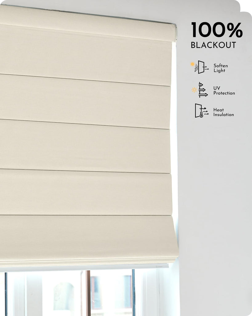 Smart Roman Shades 100% Blackout Compatible with Alexa Google Rechargeable Motorized Window Blinds Remote Control