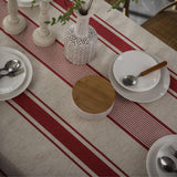 White Red Tablecloth Cotton Linen Farmhouse Table Cover Soft Washable Table Top for Parties Coffee K