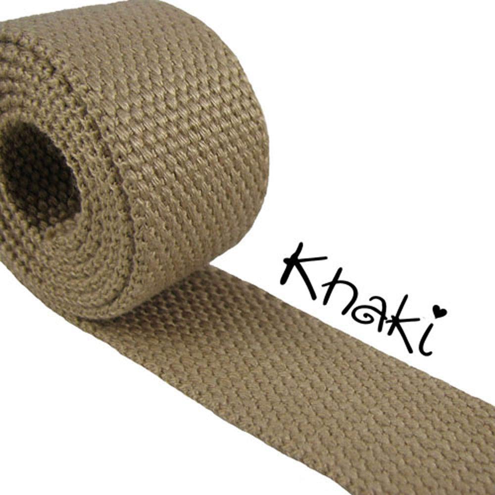 Cotton Webbing - 1 1/4" Medium Heavy Weight (1 Yard, Khaki)