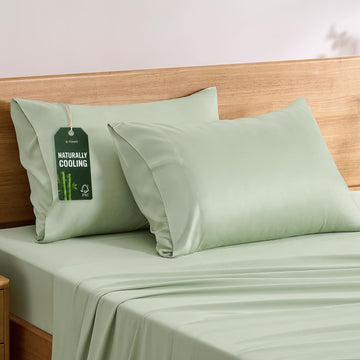 Luxury Pillow Case Set of 2 - Cooling Viscose Derived from Bamboo, Oeko-TEX, Breathabl Silky Soft Pillow Cases with