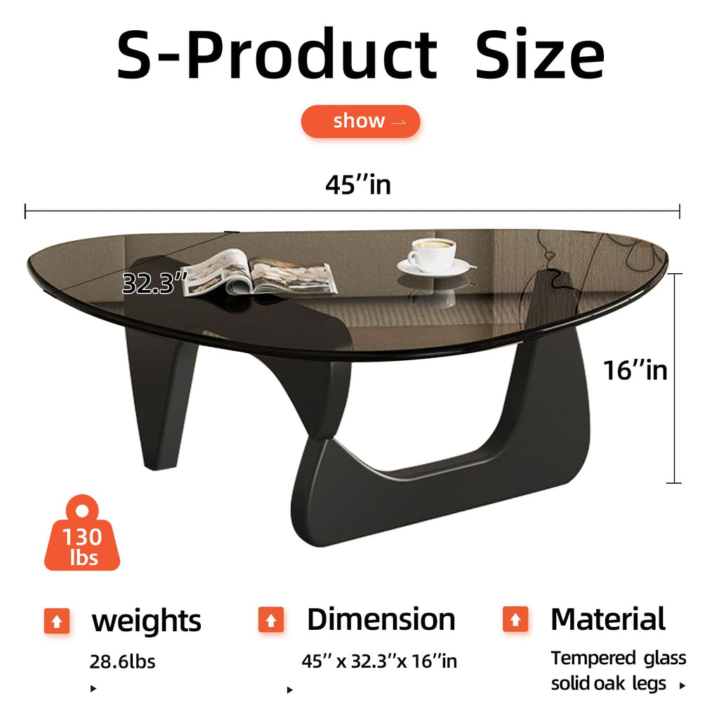 Glass Coffee Table, Mid Century Modern Coffee Table, Coffee Table Center Table Suitable Living Room Reception Office