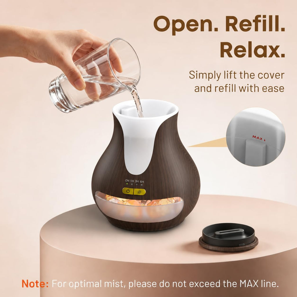 Essential Oil Diffuser, Flame Diffuser with Himalayan Salt