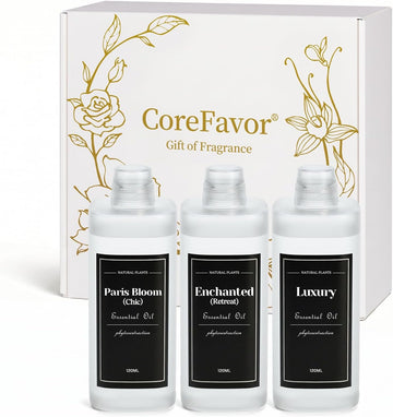 3x120ml Essential Oil for Diffusers M60 (Chic+Retreat+Luxury) | Diffuser Oil Refill, Plant-Based & Alcohol-Free