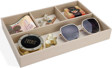 PU Leather Valet Tray, Stackable Jewelry Trays for Dresser, Drawer Nightstand Organizer Bedside Trays for Men Women