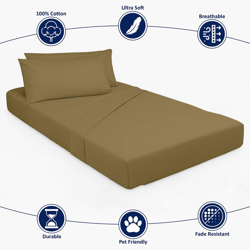 4 Pc Cot Sheets 28"x75" Set, 100% Egyptian Cotton, Perfect for Rollaway Beds, Narrow Twin, Camping, Cot Size, Rv
