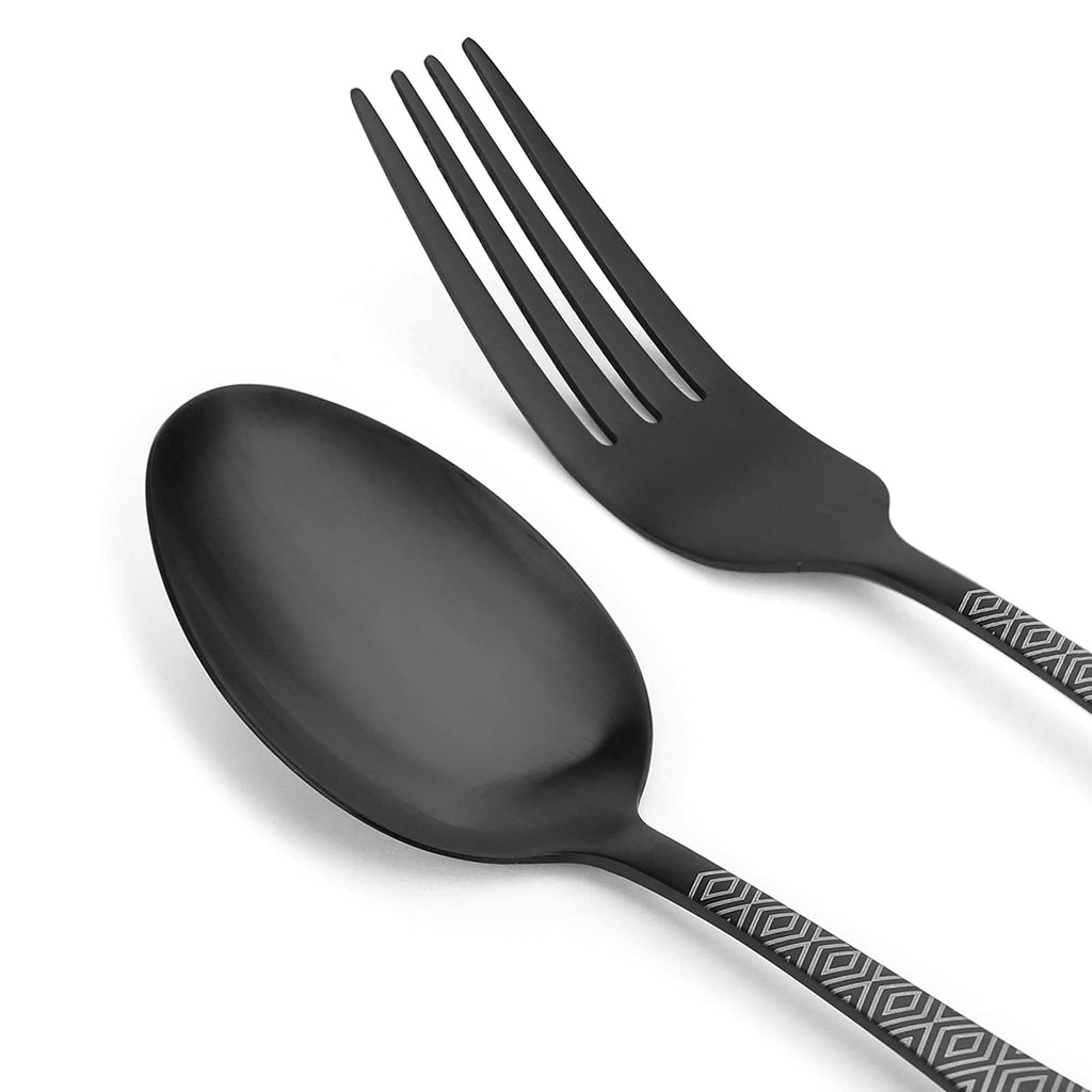 Matte Black Silverware Set, 20-Piece Stainless Steel Flatware Cutlery Set, Satin Finish Tableware Set Service for 4