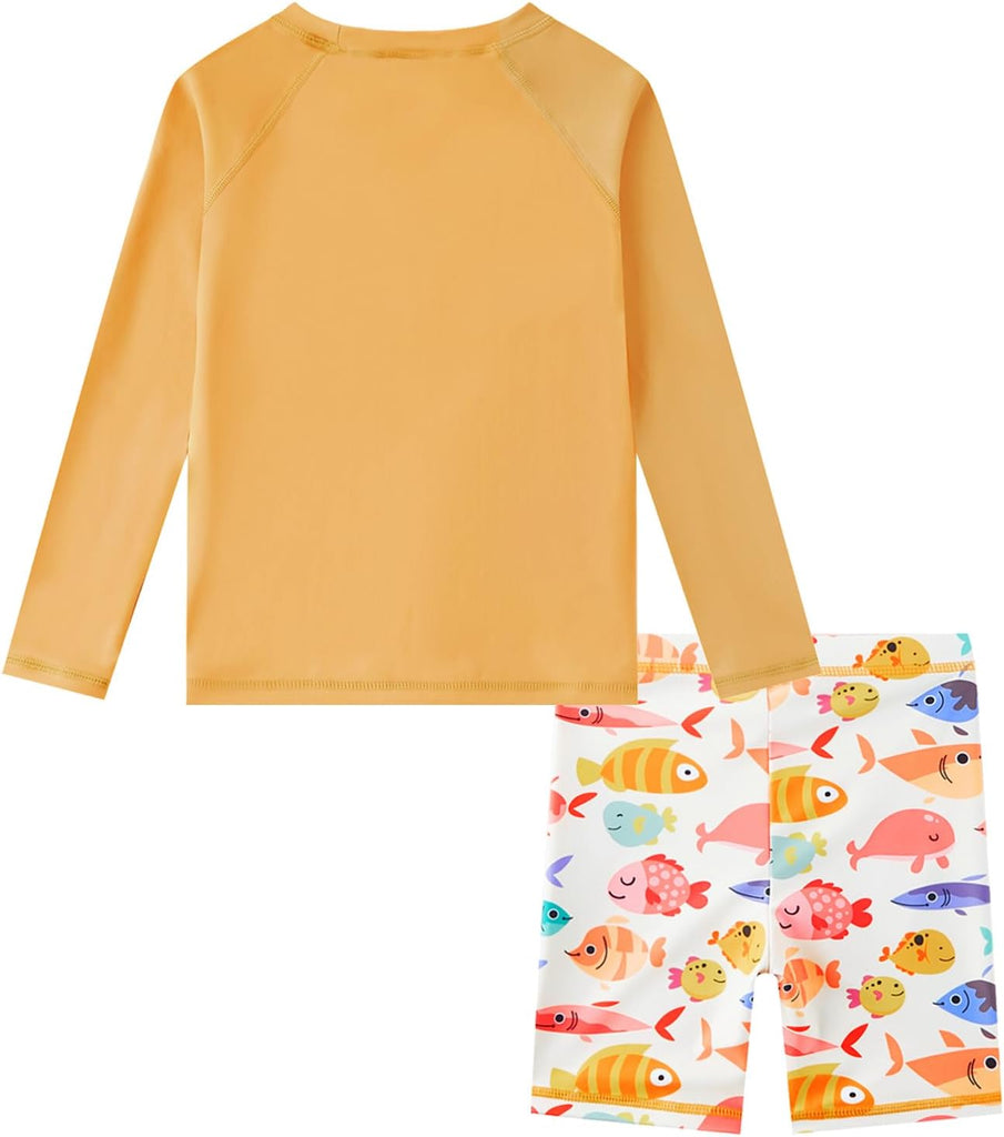 Boys Rash Guard Set UPF 50+ Long Sleeve Swimsuits