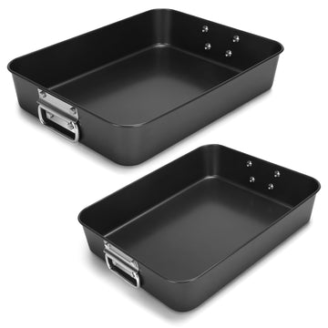 Lasagna Pan 3 Inch Deep, 2 Pcs 13.7"16" Baking Pan for Oven, Dark Grey