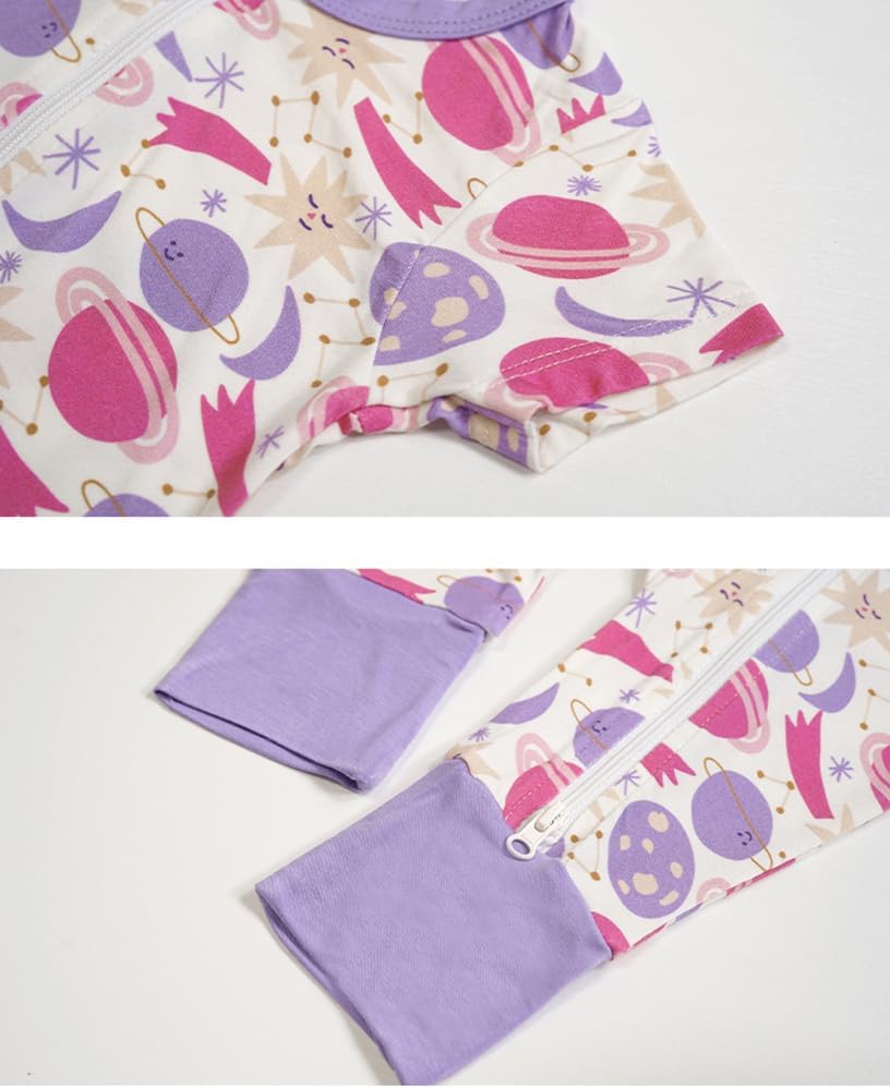 Toddler Unisex Baby Bamboo Viscose Pajamas Short Sleeve Romper