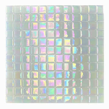 Square Iridescent Recycled Glass 1x1 Mosaic Floor Wall Pool Tile Backsplash , Swimming Pool Tile, Bathroom Shower