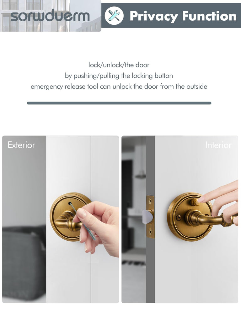 1 Pack Antique Brass Glass Door Lever Privacy Crystal Door Levers Door Lever Interior Door Handle ,Zinc Alloy