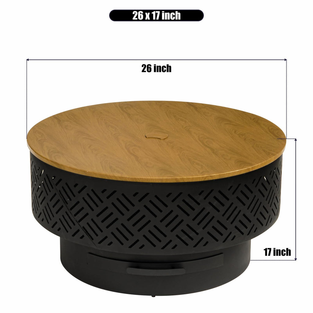 26 Inch Wood Burning Fire Pits with Grill & Lid