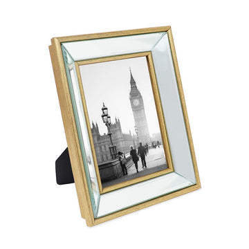 Jacobs 5x7 Gold Beveled Mirror Picture Frame - Classic Mirrored Frame with Deep Slanted Angle Made for Wall Décor
