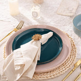 Ceramic Dinnerware Sets for 4, 12 Pieces Handpainted Plates and Bowls Set with Rustic Terracotta Underside