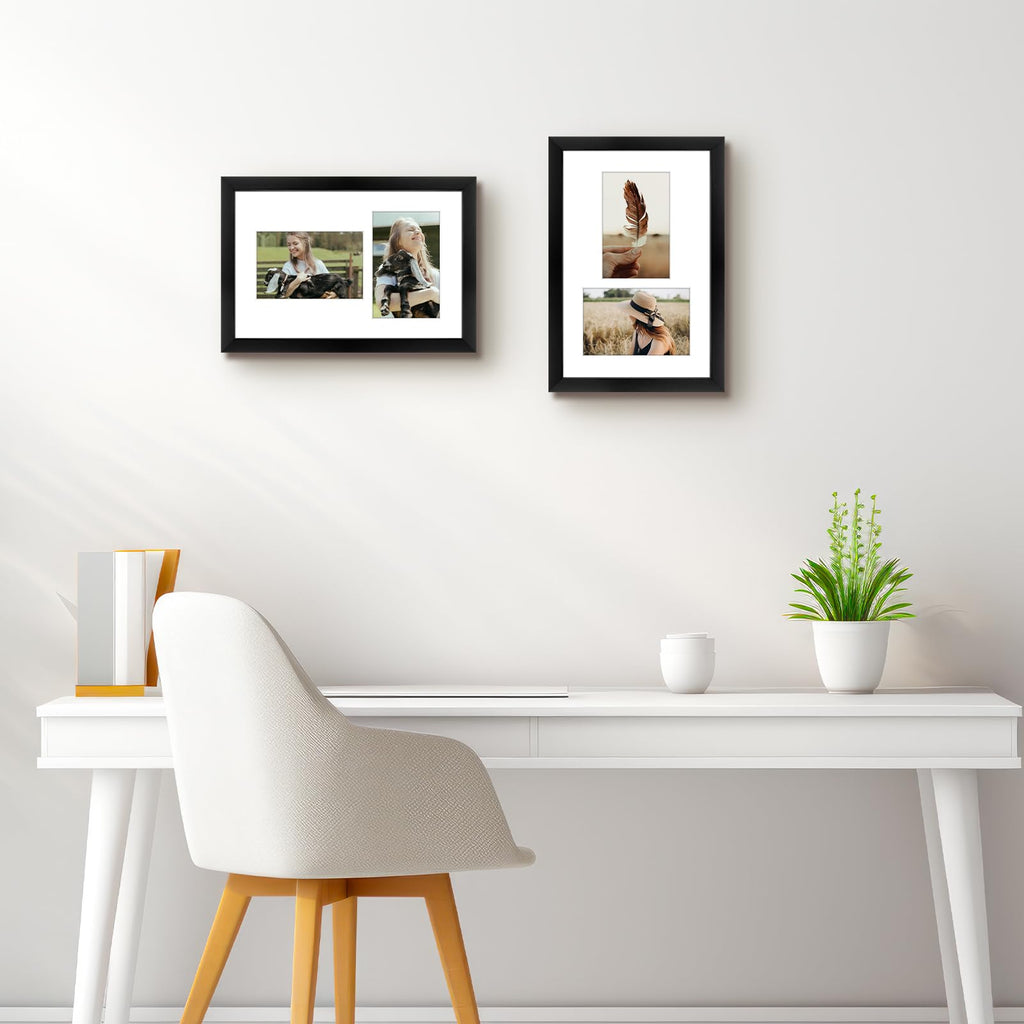 4x6 Collage Picture Frame, Solid Wood&Real Glass, 2 Photos