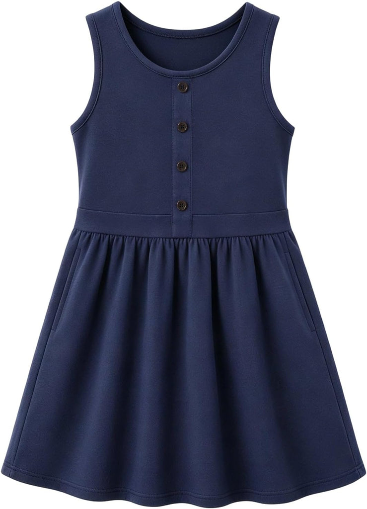 Girls School Uniform Jumper Dress Pockets Stretch Cotton Blend