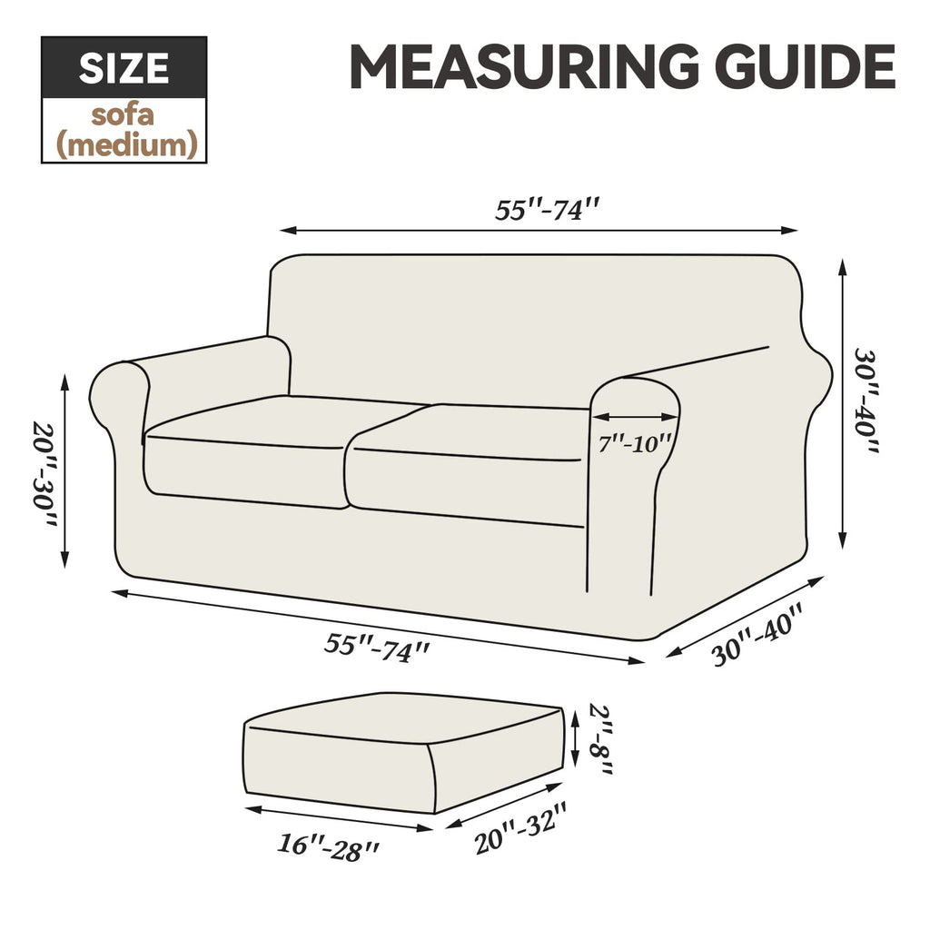 Velvet Stretch 3 Pieces Couch Cover for Sofa Washable, Silver Grey