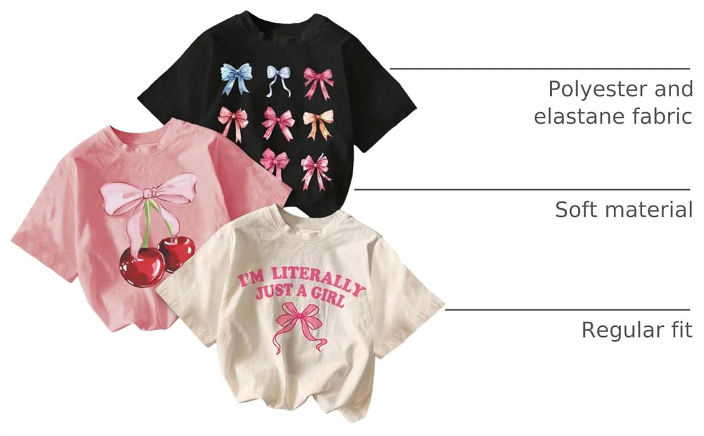 Girl's Graphic Tees Crewneck Summer T Shirt Tops Cute Clothes