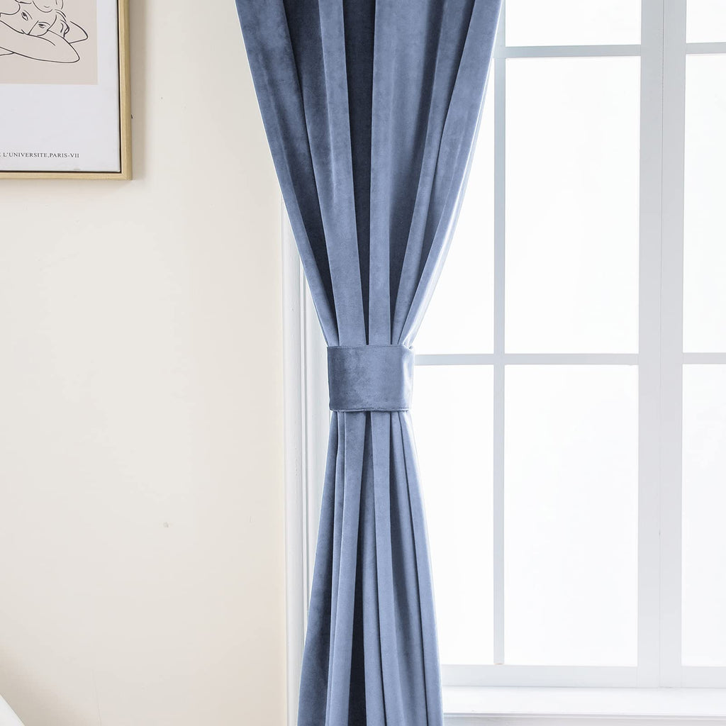 Velvet Curtains [2 Panels] Elegant Living Room Bedroom Window Drape Curtain, Grommet Eyelet Style (52" W x 63" L