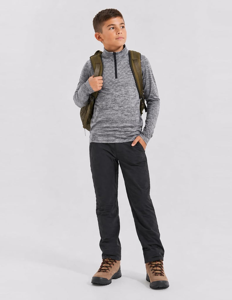 3 Pack Youth Boys Slim Fit Athletic Quarter Zip Pullover Shirts