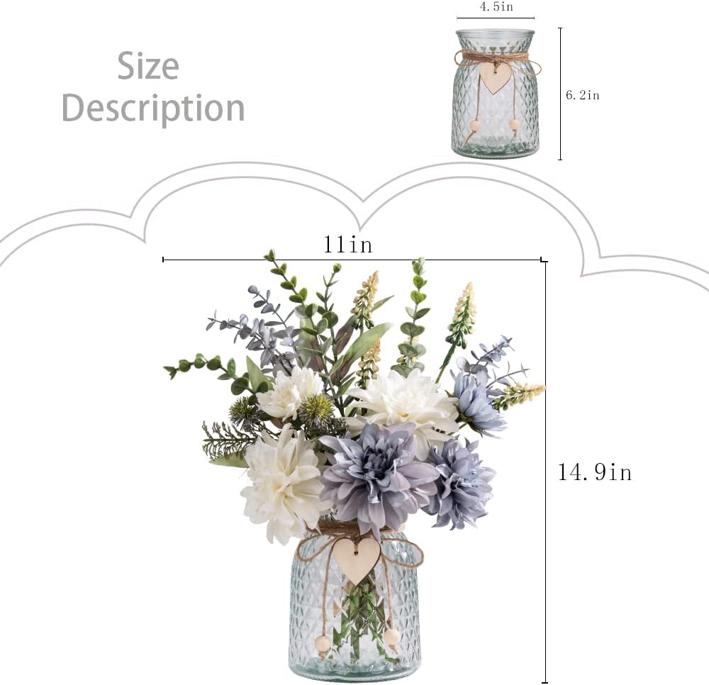 Artificial Dahlia Flowers with Vase, 14.9'' (Dahlia)