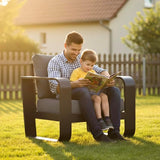 5-Piece Aluminum Outdoor Patio Furniture Set - Conversation | Gray with Thick Cushions for Backyard, Garden & Porch