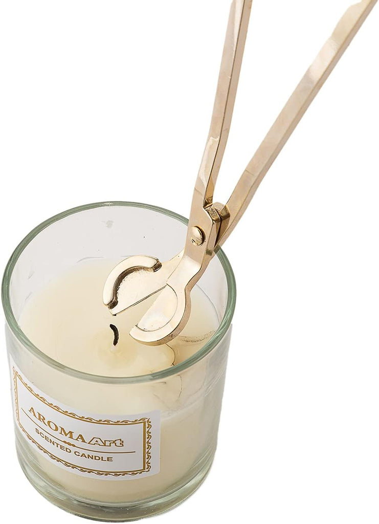 Large Size Candle Wick Trimmer and Candle Snuffer Set with Long Handle,Polished Stainless Steel Wick Scissor Cutter