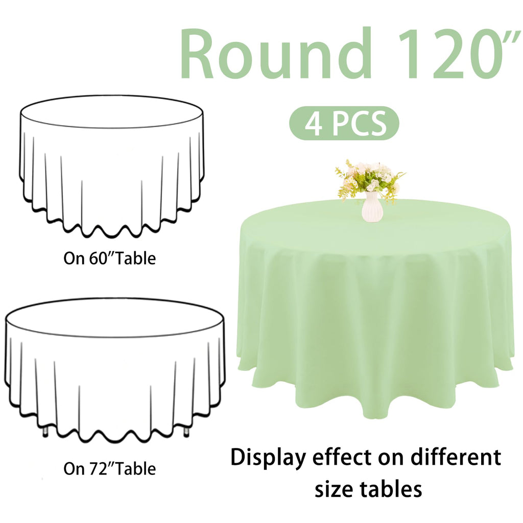 4 Pack Round Tablecloth 120 Inch Polyester Washable Fabric Table Covers for Wedding Dining Table Buffet Parties