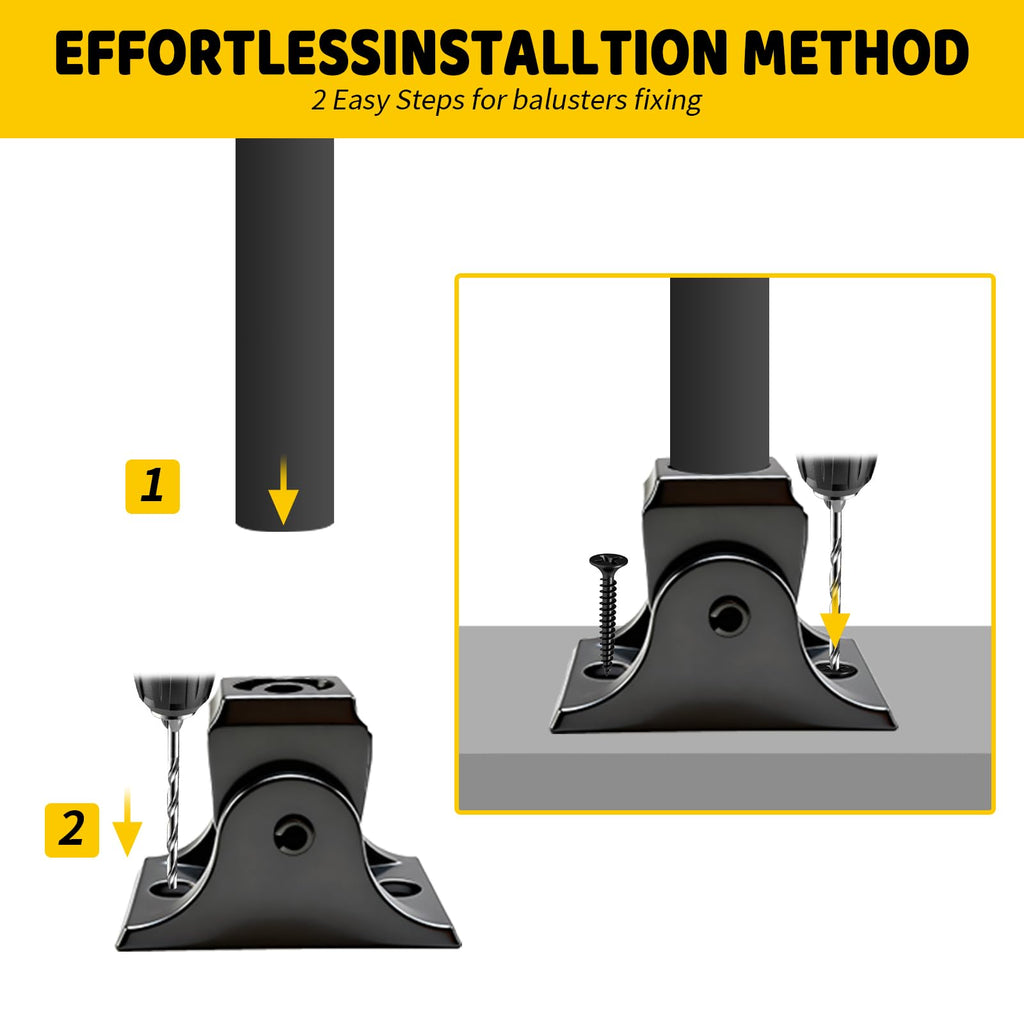 Iron Balusters Swivel Shoes, 0°-180° Rotation Aluminum Alloy Staircases Shoes for 5/8 Inch Round Interior