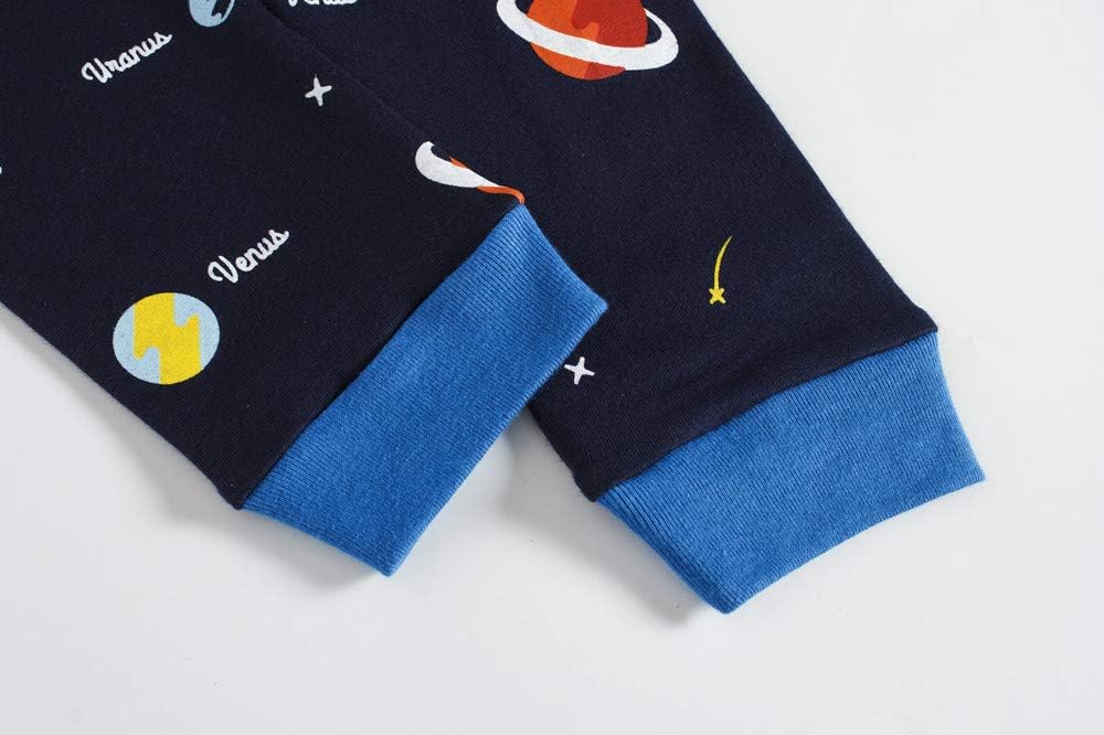 Boys Pajamas 100% Cotton Planet Pjs Toddler 2 Piece Sleepwear Kids Clothes Set