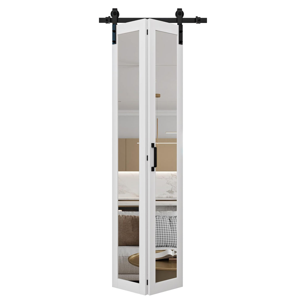 25"x84" Full Mirror Bi-Fold Barn Door and Hardware Included, Pre-Assembled