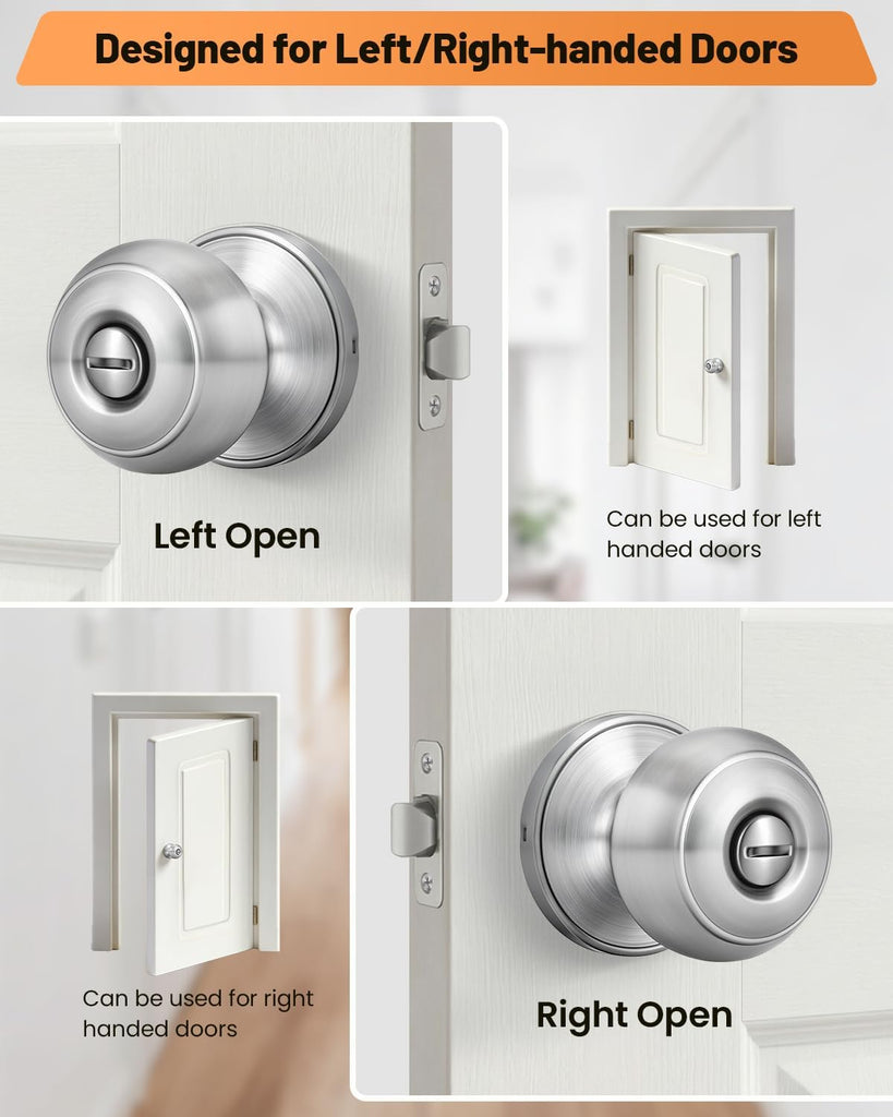 Brushed Nickel Door Knobs, 1 Pack Privacy Door Knobs Interior